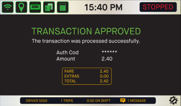 Transaction approved automatically at end of trip